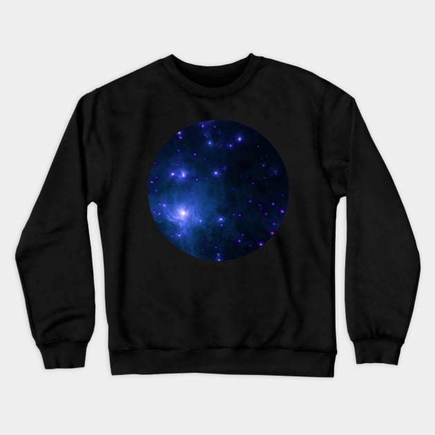 Blue nebula with stars Crewneck Sweatshirt by Alexmelas